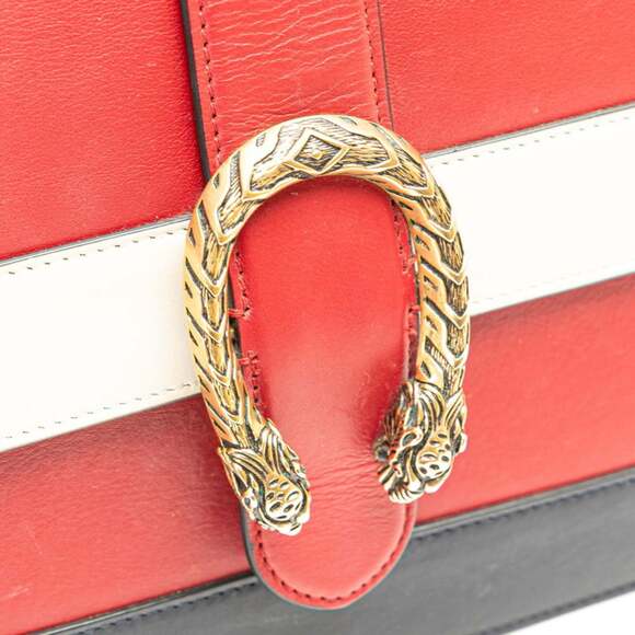 GUCCI Red Leather Bamboo Shoulder Bag - Picture 6 of 13